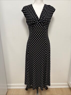 Chaps Black Polka Dot Dress